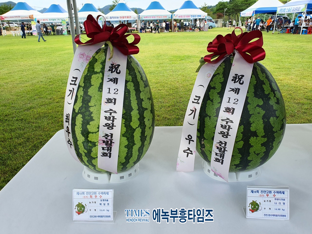 진안고원 수박축제가 3년 만에 열려.
