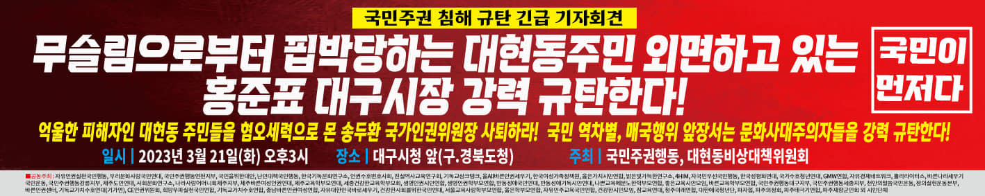억울한 피해자 대현동 주민들을 혐오세력으로 몬 국가인권위원장 사퇴하라!고 국민주권행동 외 단체들 긴급 기자회견 가져.